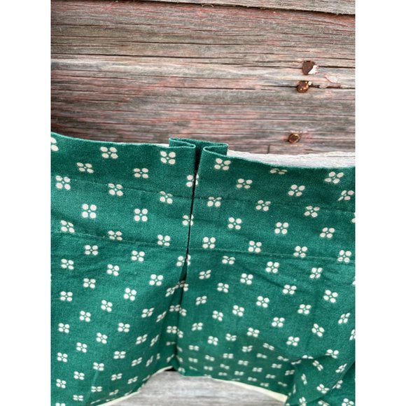 Vintage Pair 1960s Green/Beige Dot Pleated Curtain Valance Cotton - Picture 16 of 16